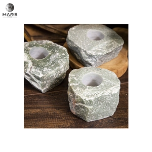 Popular Style Natural Green Quartzite Stone Candle Holder
