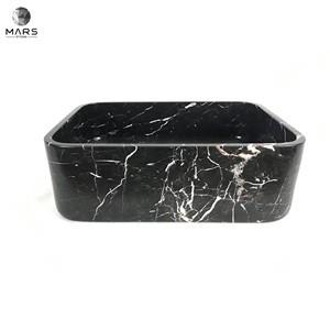 Rectangle Hand Washing Sink Natural Stone Black Marble Basin
