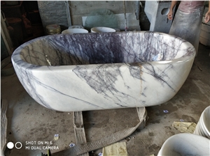 Simple Design Standard Danba White Marble Bathtub