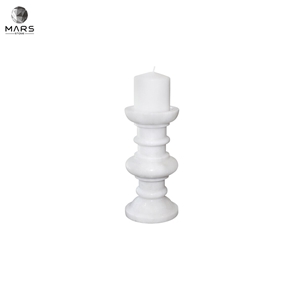 Western Style Natural White Tabletop Stone Candle Holder