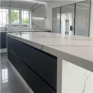 Artificial Stone Calacatta White Quartz Kitchen Countertop