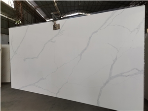 Marble Looks Artificial Stone White Quartz Calacatta Slab