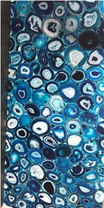 Polished Backlit Semiprecious Stone Blue Agate Background