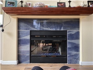 Blue Azul Macaubas Quartzite Indoor Modern Fireplace