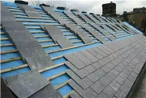 China Natural Split Surface Slate Floor Tile Black Stone