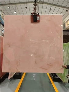 Luxury Pink Onyx Slab Indoor Design Background