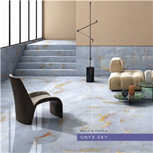 Natural Onyx Sky Blue Polished Slab Floor Tile