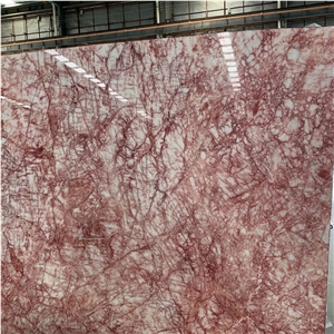 Natural Red Line Marble Slab Wall Tile Pink Marble