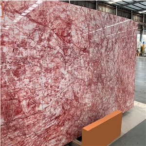 Natural Red Line Marble Slab Wall Tile Pink Marble