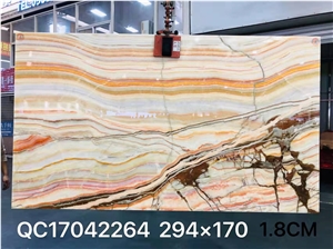 Natural Stone Big Slab Interior Design Rainbow Onyx