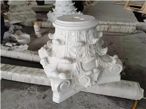 Natural White Marble High Quality Column Sculptured Carved