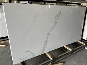 Calacatta White Artificial Marble Looks Sintered Stone Slab Wall