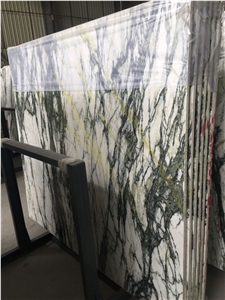 White Marble With Green Vein Marble Slab