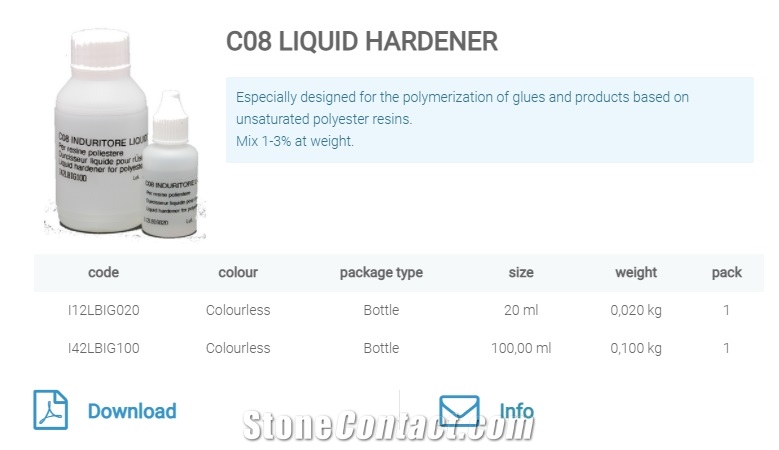 C08 Liquid Hardener For Stone Glues, Epoxies