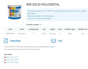 R59 Solid Policristal Colourless Polyester Resin