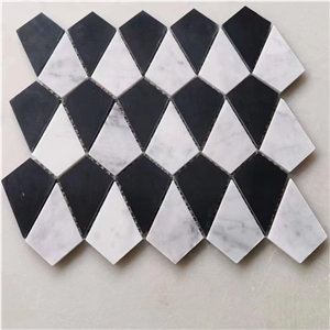 Black And White Marble Mosaic Pattern  Floor Tiles