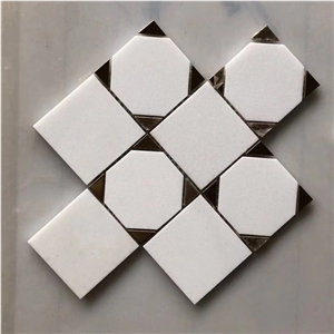 Custom Cheaper  Metal Mosaic And Marble Pattern Tile