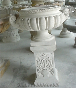 Garden Decorative Natural Marble Carved Pot Stone Planter