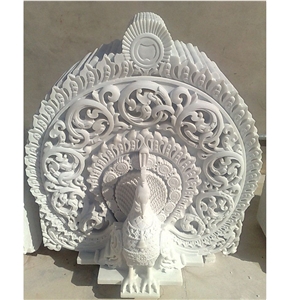 Hand Carved Stone Animal Sculptured Flower Stand- Marble Peacock Flowerpots