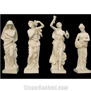 Life Size White Four Seasons Marble Woman Lady Statues