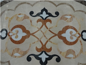 Marble Floor Water Jet Medallions Inlay For Hotel