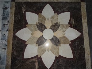 Marble Stone Round Water Jet Medallion Carpet