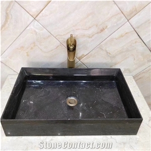 Natural Black Washbasin Marble Basin Stone Sink Bathroom