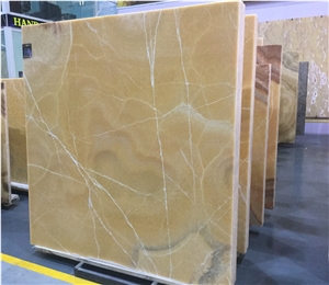 New Design Natural Stone Yellow Color Slab Onyx