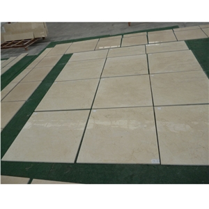 Polished Grade Spain Crema Marfil Marble Tiles 24 X 24