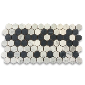 White Marble Mix Brown Marble Mosaic Border Tile