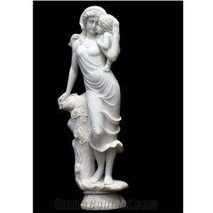 White Marble Standing Beautiful Lady Figure Statue