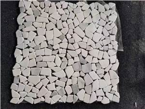 Carrara Marble Chipped Pebble Mosaic Tiles