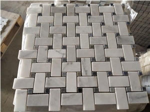 White Marble Basketweave Mosaic