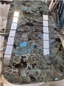 Blue Jadeite Natural Quartize Precious Stone Bar Table Top