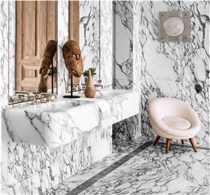 White Arabescato Marble Big Panels With Wide Applications