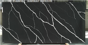 Black Artificial Stone Quartz Kitchen Countertops And Top