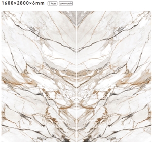 Large-Format Bookmatch Artificial Sintered Stone Wall Panel