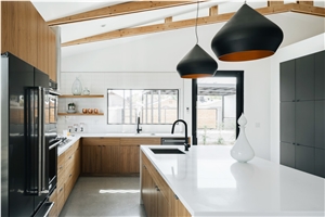 Pure White Artificial Quartz Kitchen Worktop,Island Top