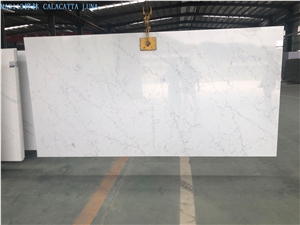 White Artificial Carrara Engineered Quartz Stone Slabs