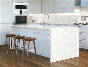 White Artificial Carrara Engineered Quartz Stone Slabs