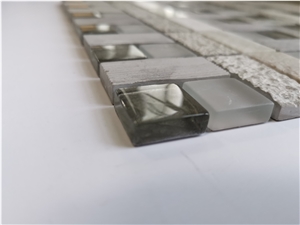 Glass And Marble Linear Strips Mosaic Wall Mosaic Tiles