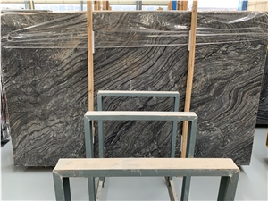 Natural Zebra Black Ancient Wood Vein Marble Flooring Tile
