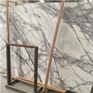 Polished New York White Marble Slabs With Purple Veins