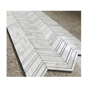 Popular White Chevron Marble Mosaic Pattern Tiles For Wall