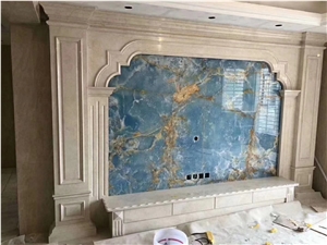Sky Blue Onyx Custom Luxury Interior Villa Wall Panel