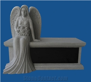 Niche Angel Grey Granite Sculpture Columbarium For Cemetery