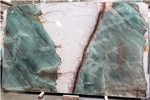 Emerald Queen Green Quartzite Slab Tile Book Match Table
