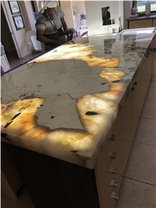 Patagonia Quartzite Backlit Kitchen Countertops Island Table