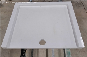 White Engineered Quartz Stone Shower Tray