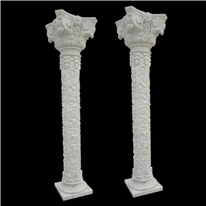 White Limestone Roman Column Base, Exterior Stone Pillar
